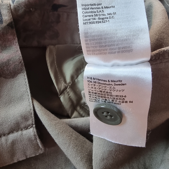 H&M Khaki Green Floral Utility Jacket Sz S - Picture 11 of 13